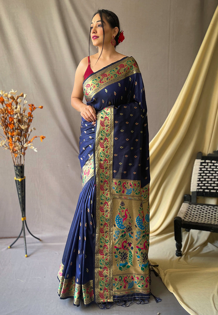 Paithani Silk Vol. 1 Woven Saree Navy Blue