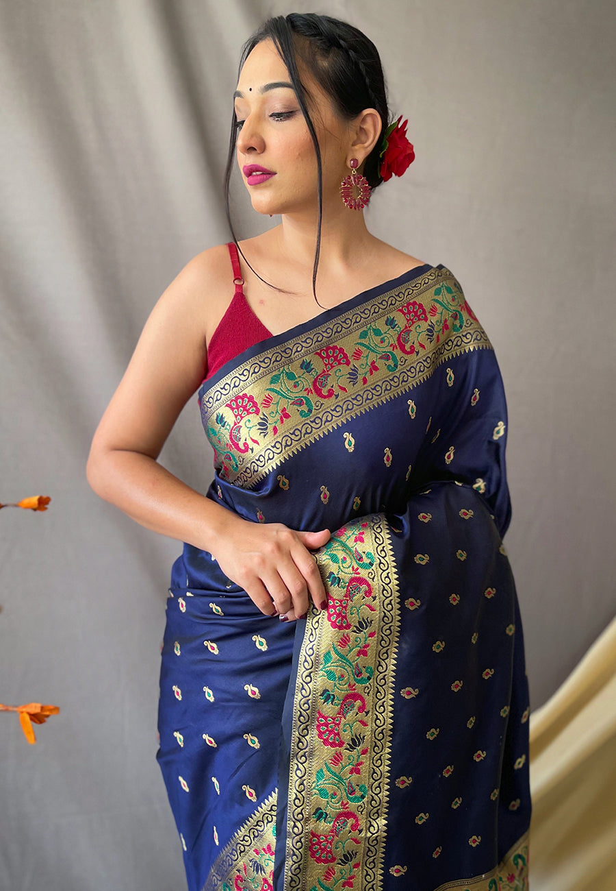 Paithani Silk Vol. 1 Woven Saree Navy Blue