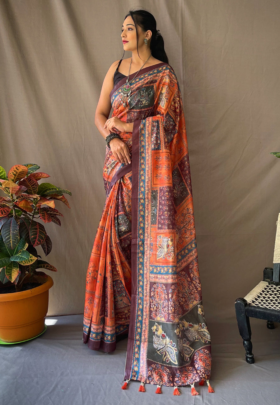 Leila Cotton Saree Grey (KV/V1) – Aura Studio India